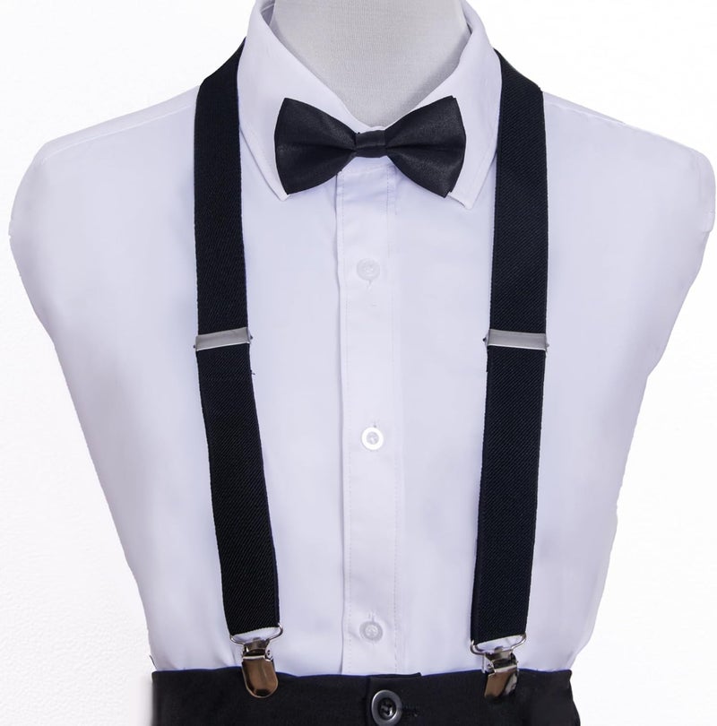 Bwerfuet Boys Girls Suspenders Bow Tie Set Adjustable Classic Y Back Solid Color Suspenders for Kids - Image 5